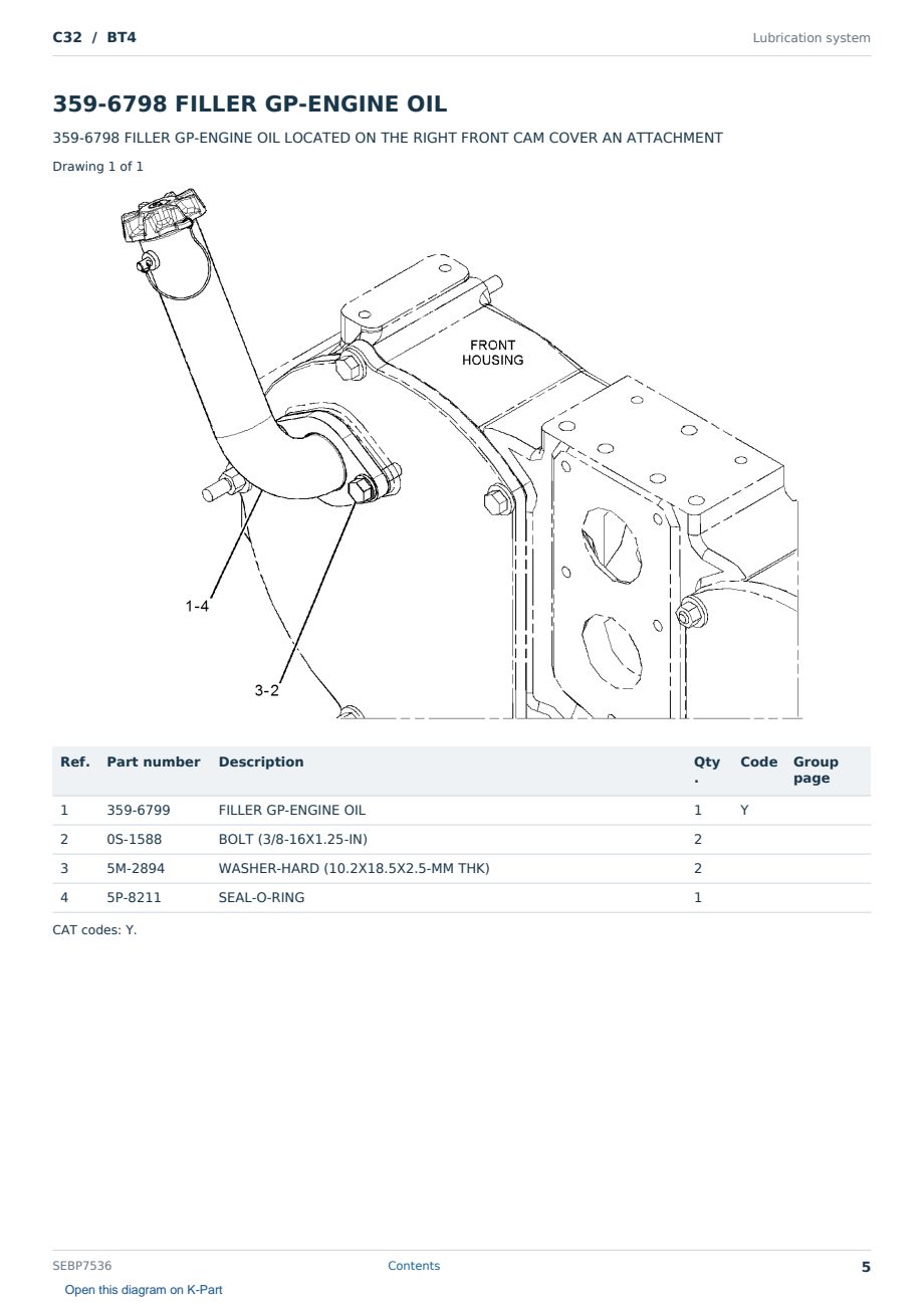 Caterpillar C32 S/N BT4 Partsbook SEBP7536 (English) - sample page 5 of 10 Caterpillar C32 S/N BT4 Partsbook SEBP7536 (English) - sample page 5 of 10