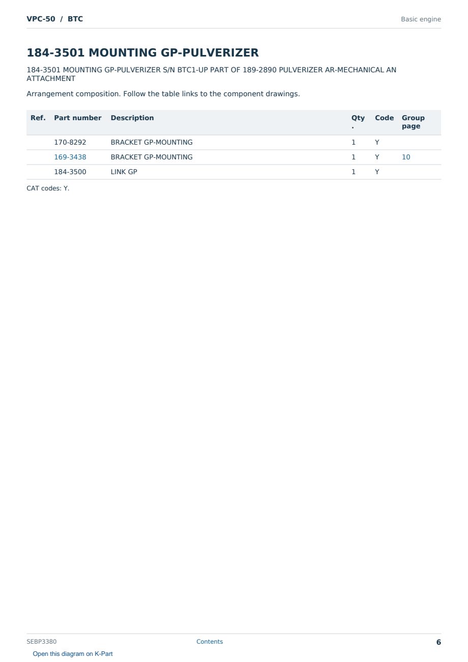 Caterpillar VPC-50 S/N BTC Partsbook SEBP3380 (English) - sample page 6 of 10 Caterpillar VPC-50 S/N BTC Partsbook SEBP3380 (English) - sample page 6 of 10