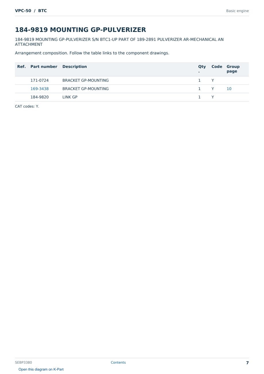 Caterpillar VPC-50 S/N BTC Partsbook SEBP3380 (English) - sample page 7 of 10 Caterpillar VPC-50 S/N BTC Partsbook SEBP3380 (English) - sample page 7 of 10