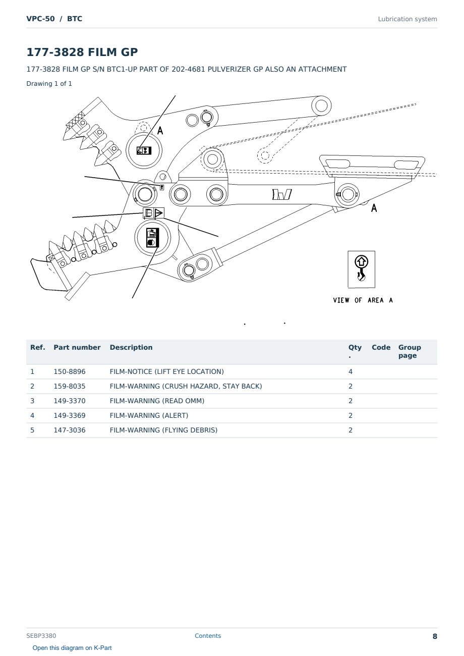 Caterpillar VPC-50 S/N BTC Partsbook SEBP3380 (English) - sample page 8 of 10 Caterpillar VPC-50 S/N BTC Partsbook SEBP3380 (English) - sample page 8 of 10