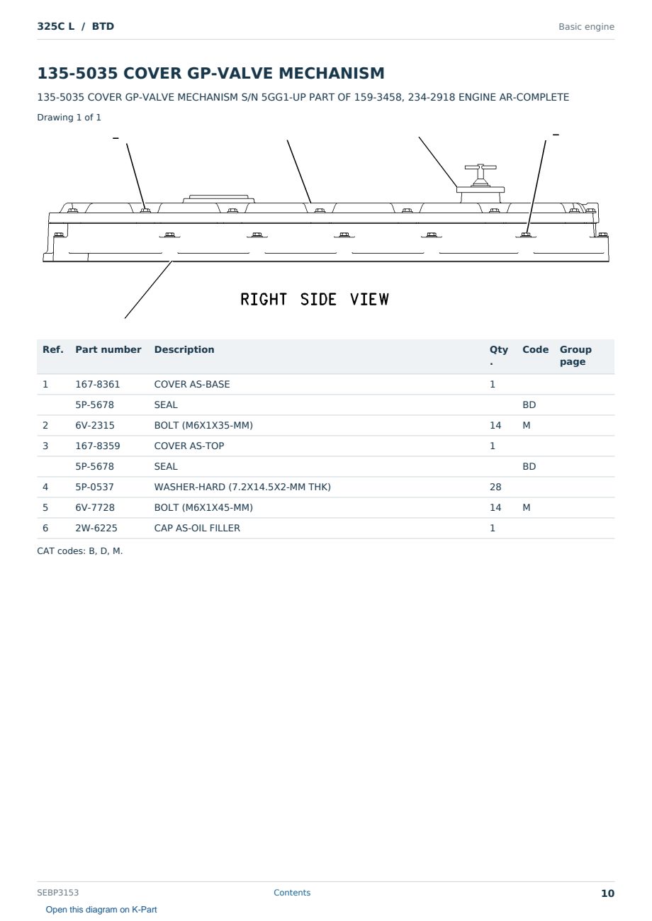 Caterpillar 325C L S/N BTD Partsbook SEBP3153 (English) - sample page 10 of 10 Caterpillar 325C L S/N BTD Partsbook SEBP3153 (English) - sample page 10 of 10