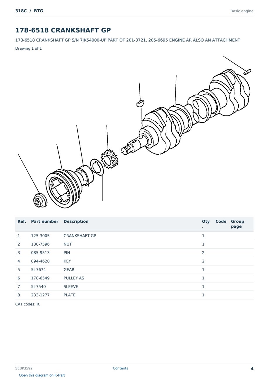 Caterpillar 318C S/N BTG Partsbook SEBP3592 (English) - sample page 4 of 10 Caterpillar 318C S/N BTG Partsbook SEBP3592 (English) - sample page 4 of 10