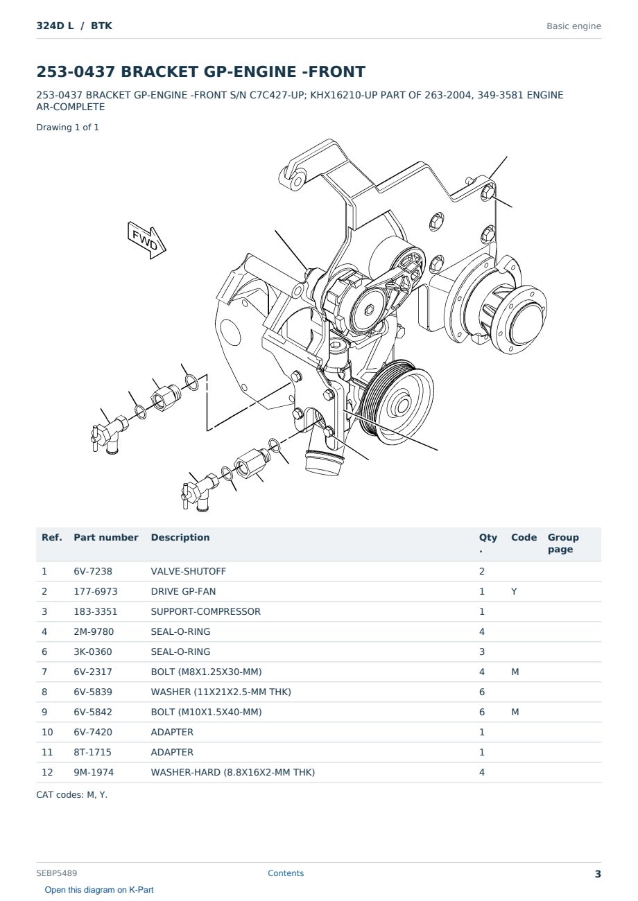 Caterpillar 324D L S/N BTK Partsbook SEBP5489 (English) - sample page 3 of 10 Caterpillar 324D L S/N BTK Partsbook SEBP5489 (English) - sample page 3 of 10