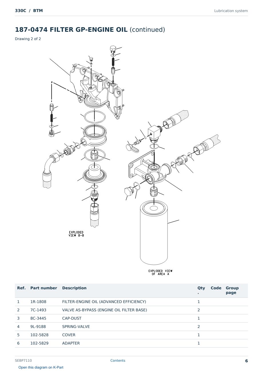 Caterpillar 330C S/N BTM Partsbook SEBP7110 (English) - sample page 6 of 10 Caterpillar 330C S/N BTM Partsbook SEBP7110 (English) - sample page 6 of 10
