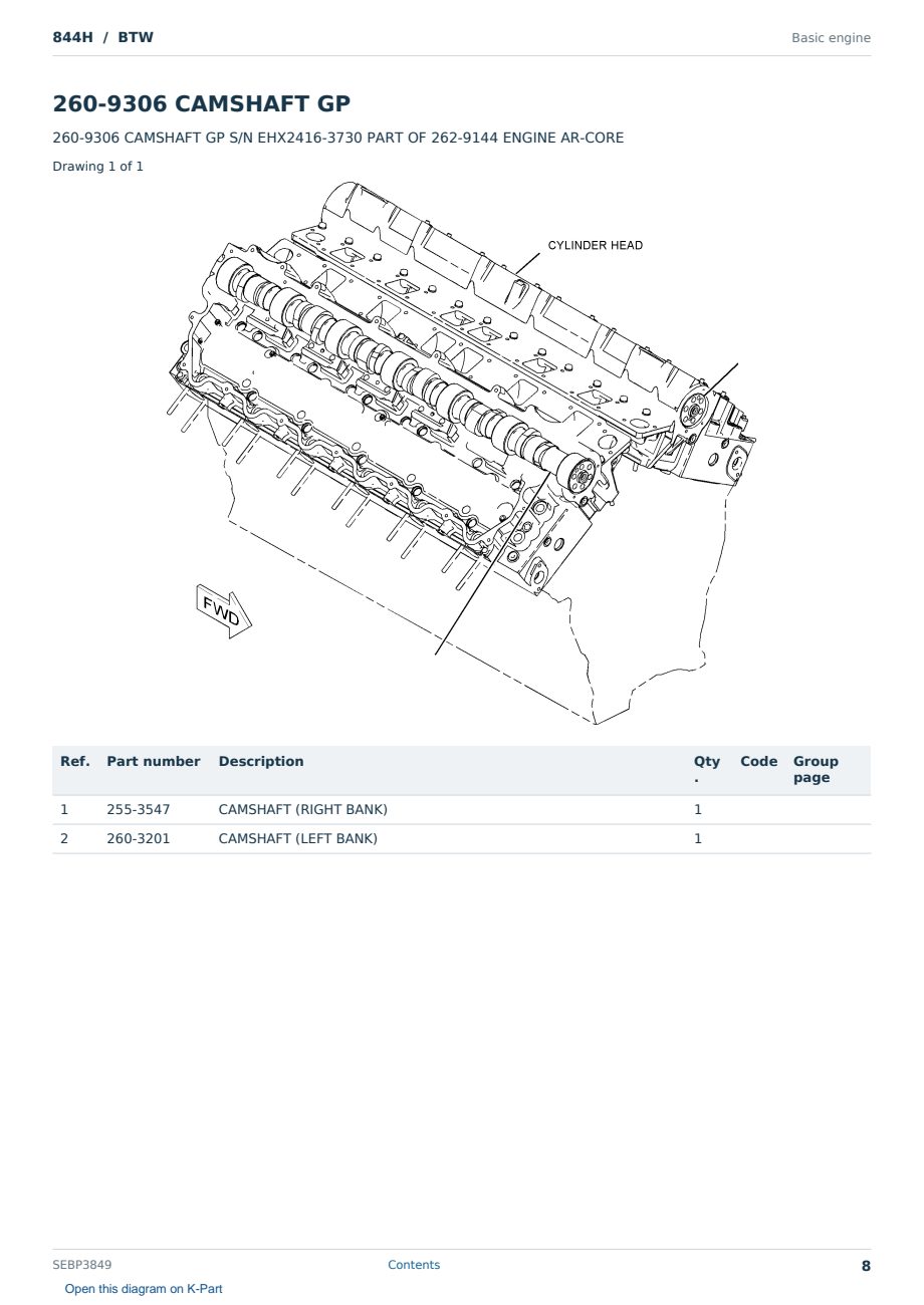 Caterpillar 844H S/N BTW Partsbook SEBP3849 (English) - sample page 8 of 10 Caterpillar 844H S/N BTW Partsbook SEBP3849 (English) - sample page 8 of 10