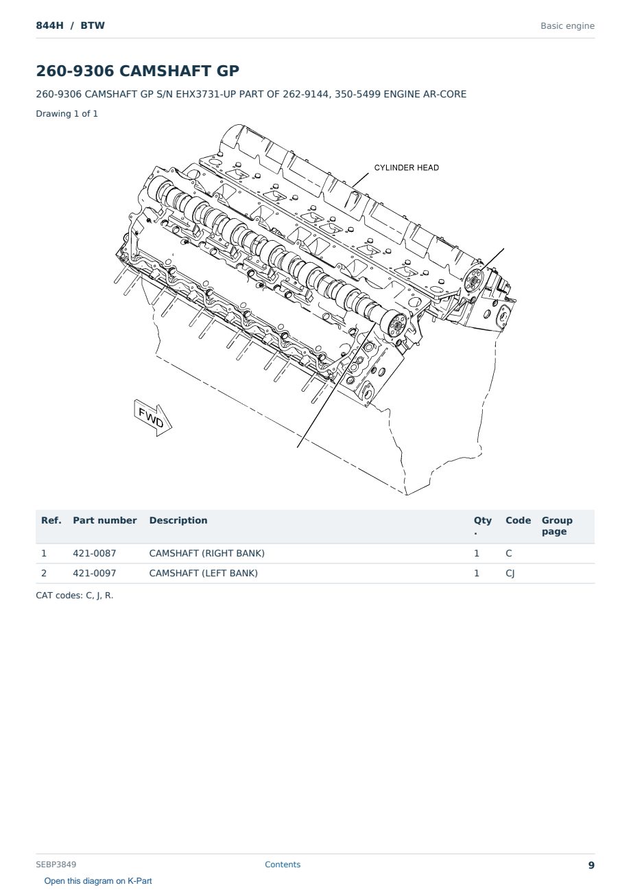 Caterpillar 844H S/N BTW Partsbook SEBP3849 (English) - sample page 9 of 10 Caterpillar 844H S/N BTW Partsbook SEBP3849 (English) - sample page 9 of 10