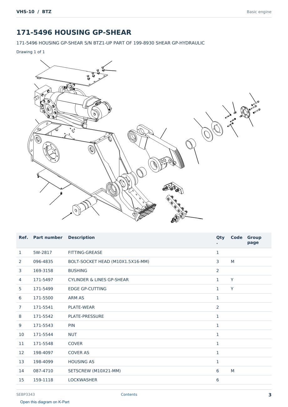 Caterpillar VHS-10 S/N BTZ Partsbook SEBP3343 (English) - sample page 3 of 10 Caterpillar VHS-10 S/N BTZ Partsbook SEBP3343 (English) - sample page 3 of 10