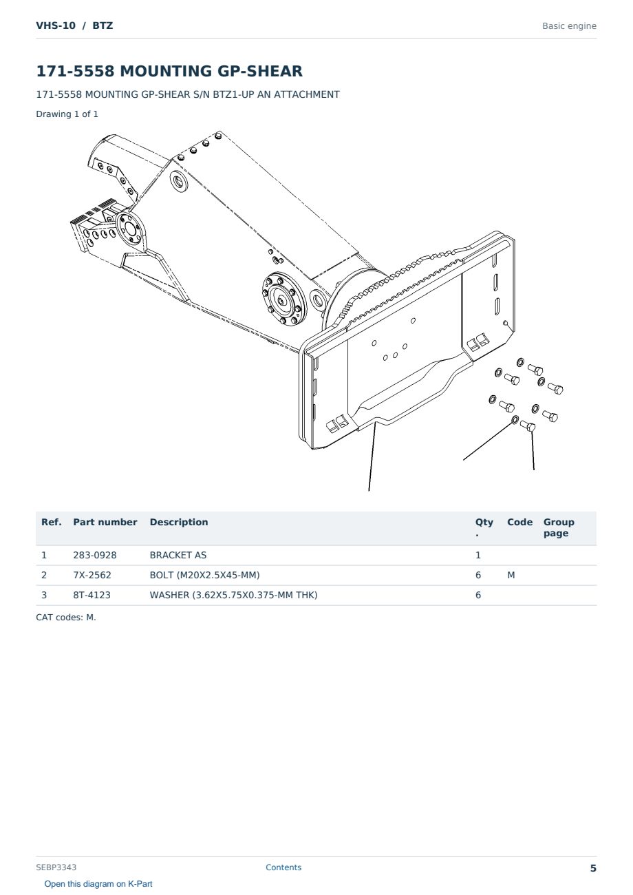 Caterpillar VHS-10 S/N BTZ Partsbook SEBP3343 (English) - sample page 5 of 10 Caterpillar VHS-10 S/N BTZ Partsbook SEBP3343 (English) - sample page 5 of 10
