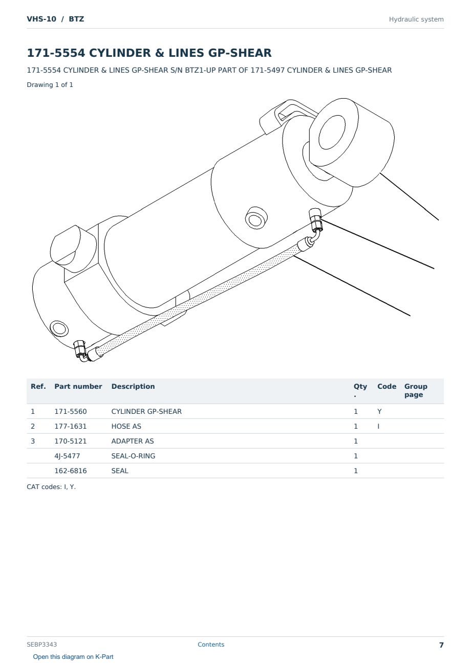 Caterpillar VHS-10 S/N BTZ Partsbook SEBP3343 (English) - sample page 7 of 10 Caterpillar VHS-10 S/N BTZ Partsbook SEBP3343 (English) - sample page 7 of 10