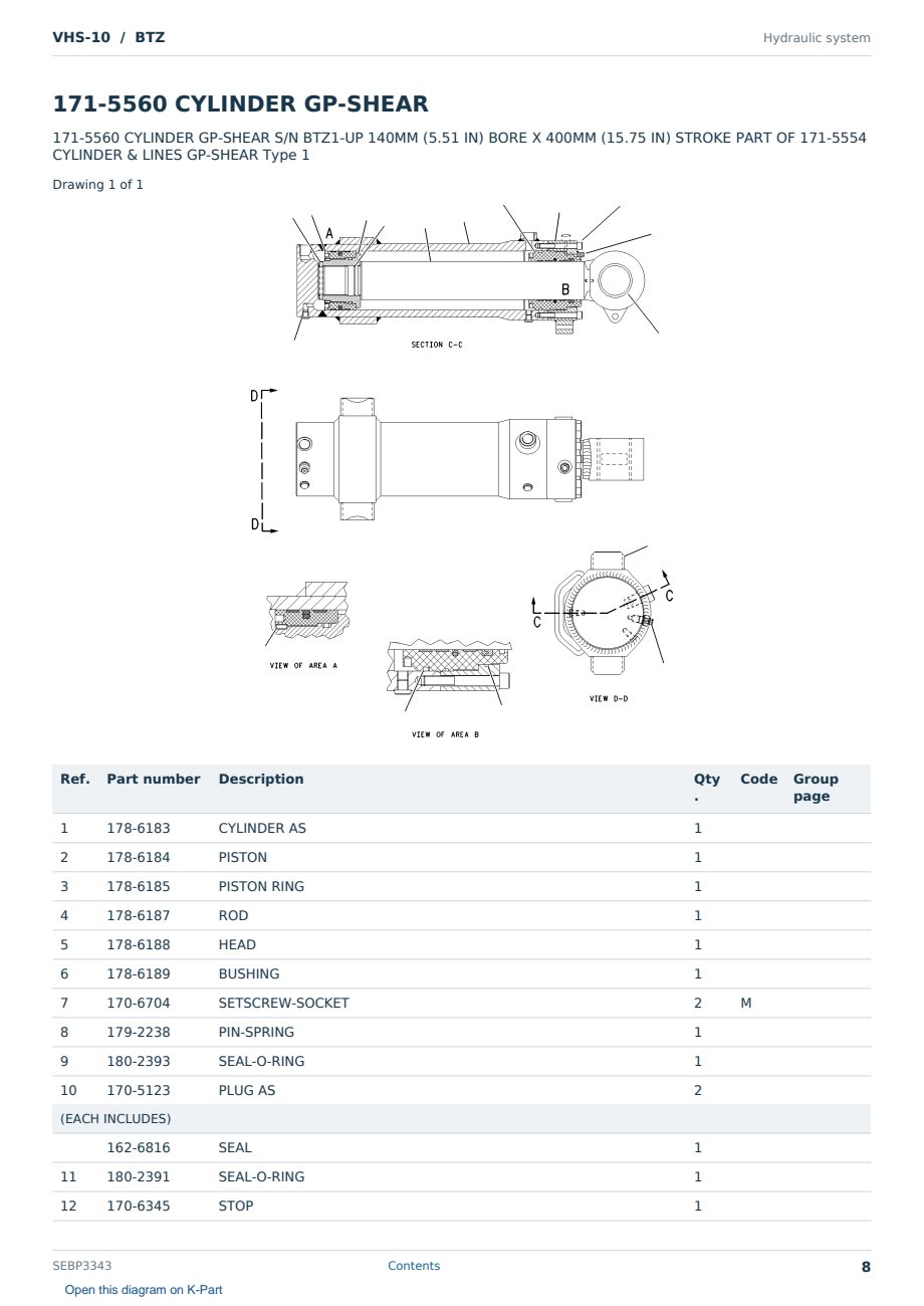 Caterpillar VHS-10 S/N BTZ Partsbook SEBP3343 (English) - sample page 8 of 10 Caterpillar VHS-10 S/N BTZ Partsbook SEBP3343 (English) - sample page 8 of 10