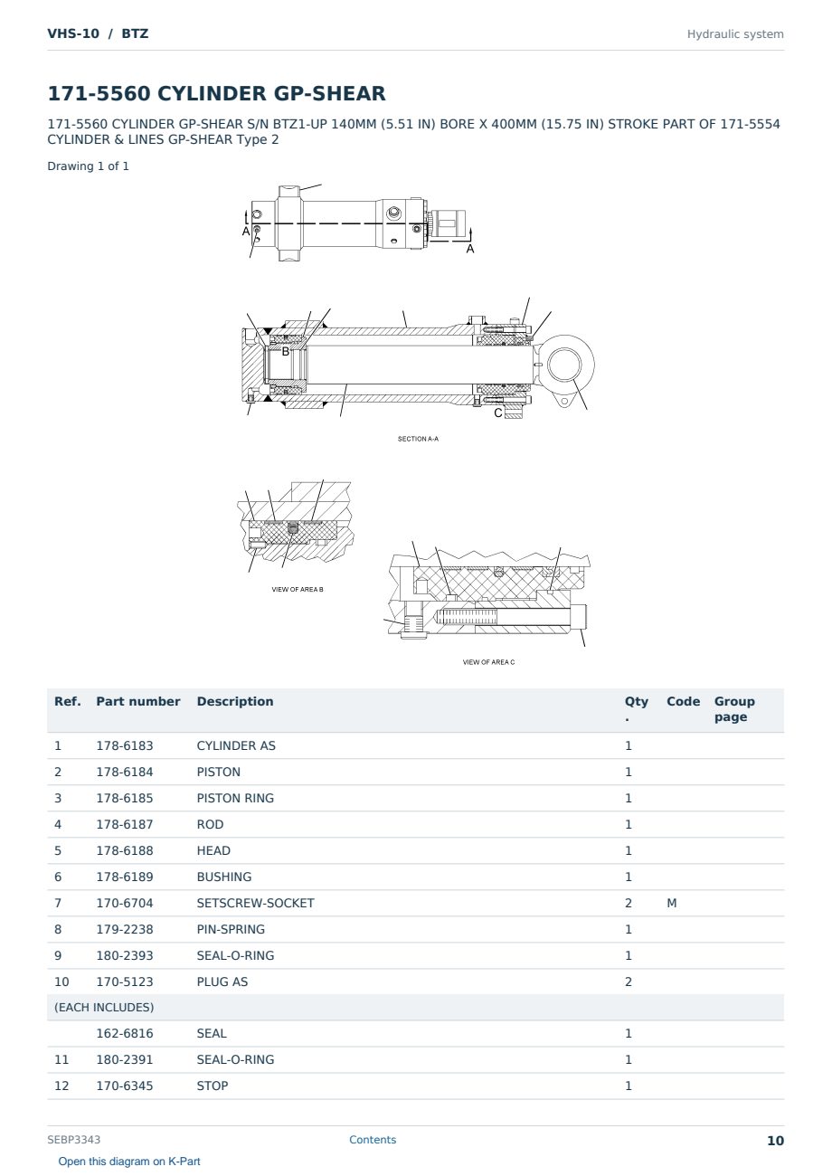 Caterpillar VHS-10 S/N BTZ Partsbook SEBP3343 (English) - sample page 10 of 10 Caterpillar VHS-10 S/N BTZ Partsbook SEBP3343 (English) - sample page 10 of 10