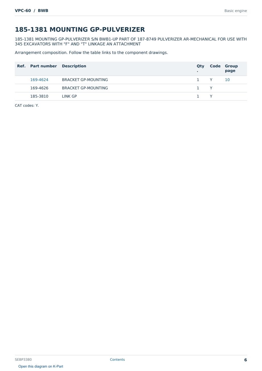 Caterpillar VPC-60 S/N BWB Partsbook SEBP3380 (English) - sample page 6 of 10 Caterpillar VPC-60 S/N BWB Partsbook SEBP3380 (English) - sample page 6 of 10