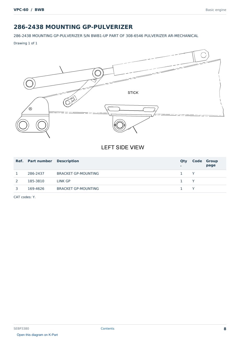 Caterpillar VPC-60 S/N BWB Partsbook SEBP3380 (English) - sample page 8 of 10 Caterpillar VPC-60 S/N BWB Partsbook SEBP3380 (English) - sample page 8 of 10