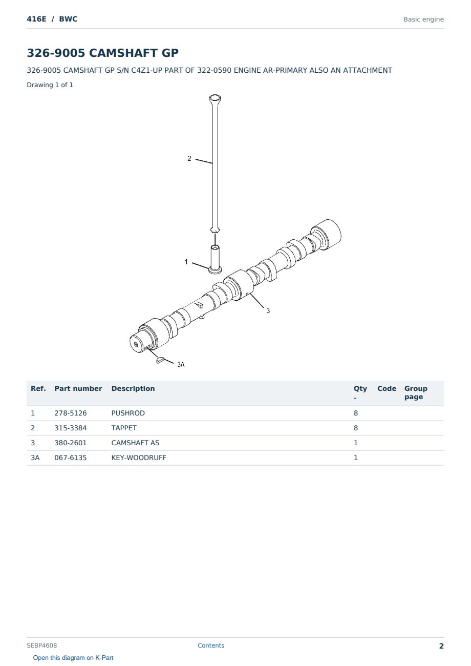Caterpillar 416E S/N BWC Partsbook SEBP4608 (English) - sample page 2 of 10 Caterpillar 416E S/N BWC Partsbook SEBP4608 (English) - sample page 2 of 10