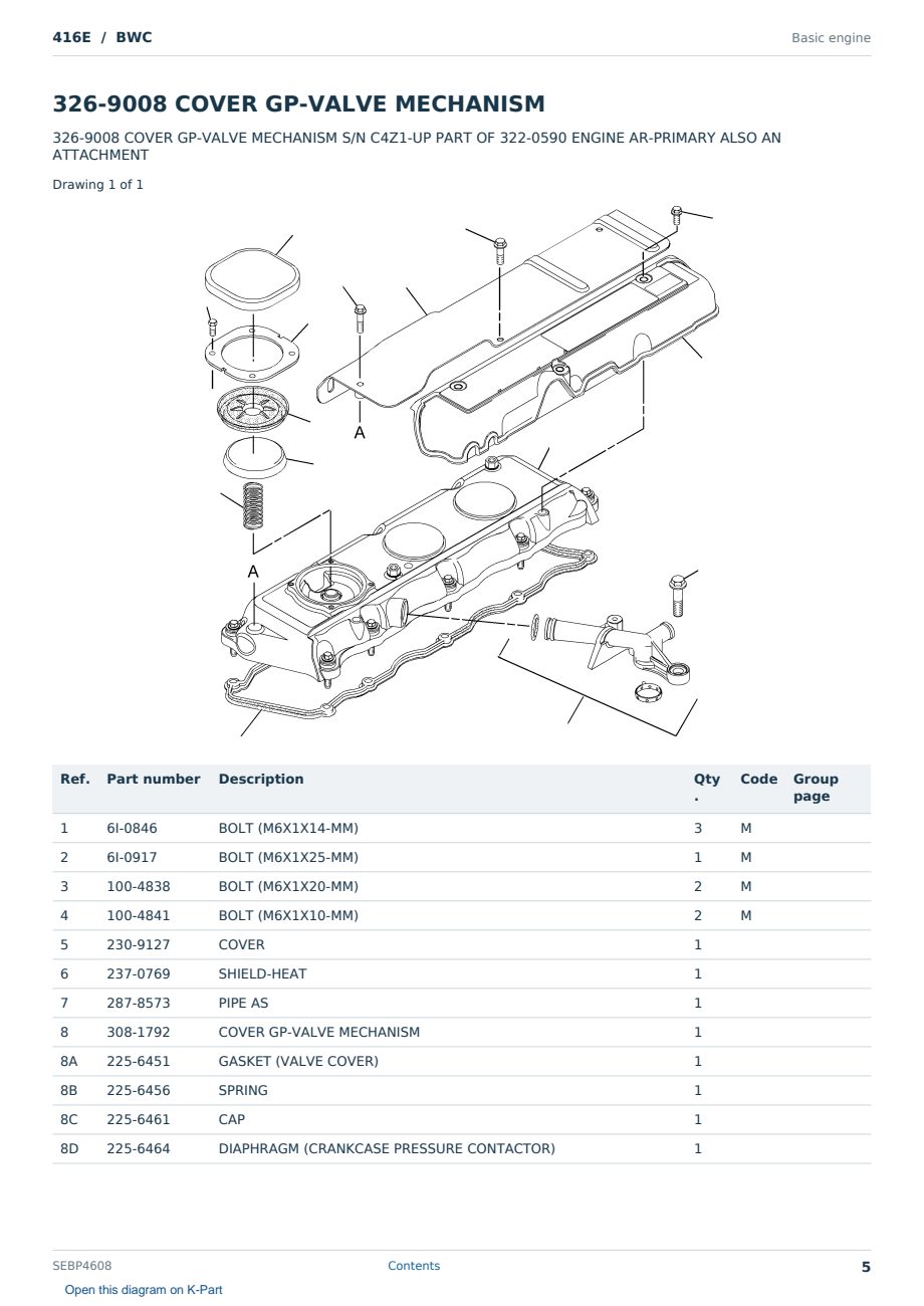 Caterpillar 416E S/N BWC Partsbook SEBP4608 (English) - sample page 5 of 10 Caterpillar 416E S/N BWC Partsbook SEBP4608 (English) - sample page 5 of 10