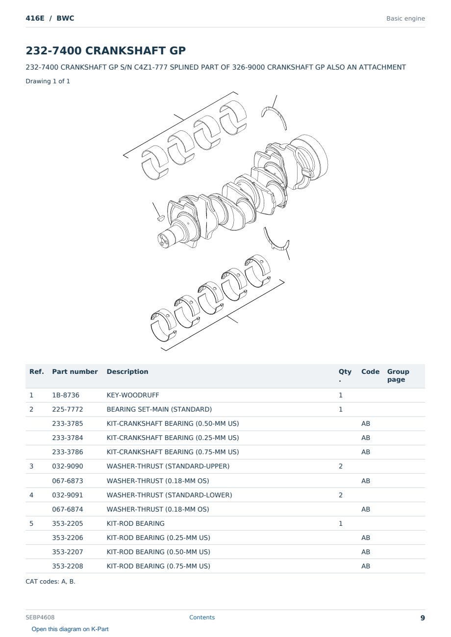 Caterpillar 416E S/N BWC Partsbook SEBP4608 (English) - sample page 9 of 10 Caterpillar 416E S/N BWC Partsbook SEBP4608 (English) - sample page 9 of 10