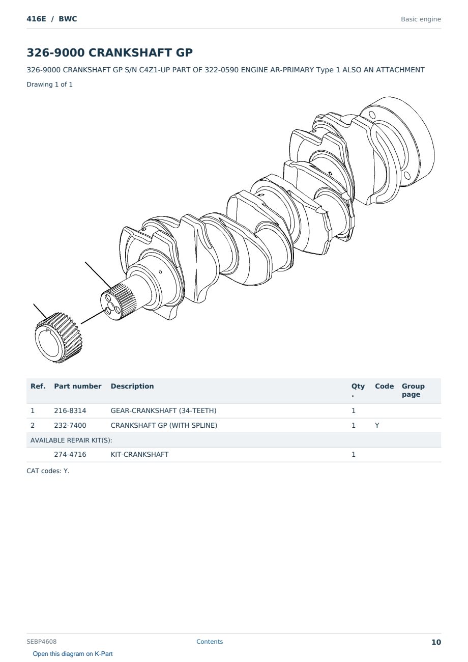 Caterpillar 416E S/N BWC Partsbook SEBP4608 (English) - sample page 10 of 10 Caterpillar 416E S/N BWC Partsbook SEBP4608 (English) - sample page 10 of 10