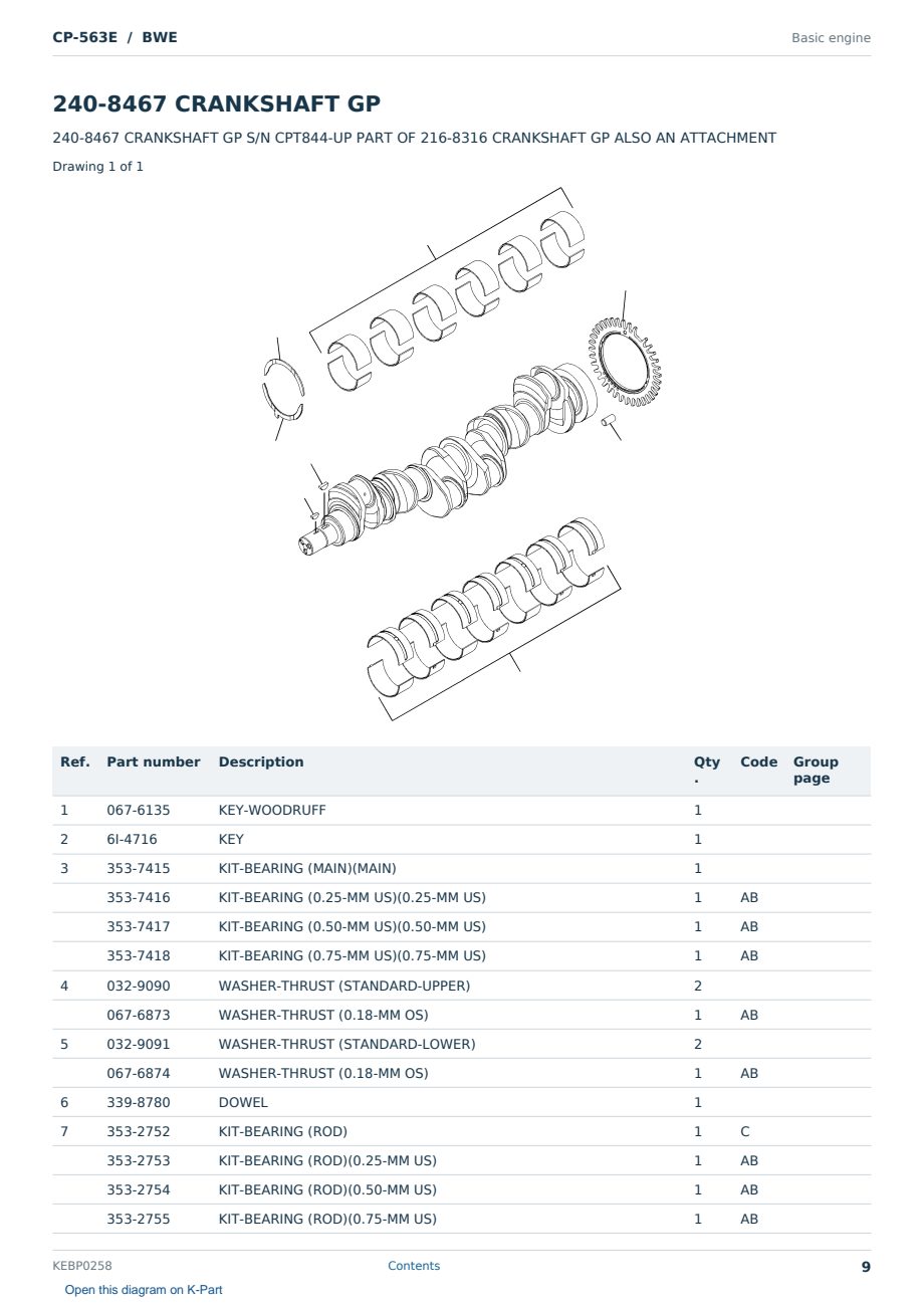 Caterpillar CP-563E S/N BWE Partsbook KEBP0258 (English) - sample page 9 of 10 Caterpillar CP-563E S/N BWE Partsbook KEBP0258 (English) - sample page 9 of 10