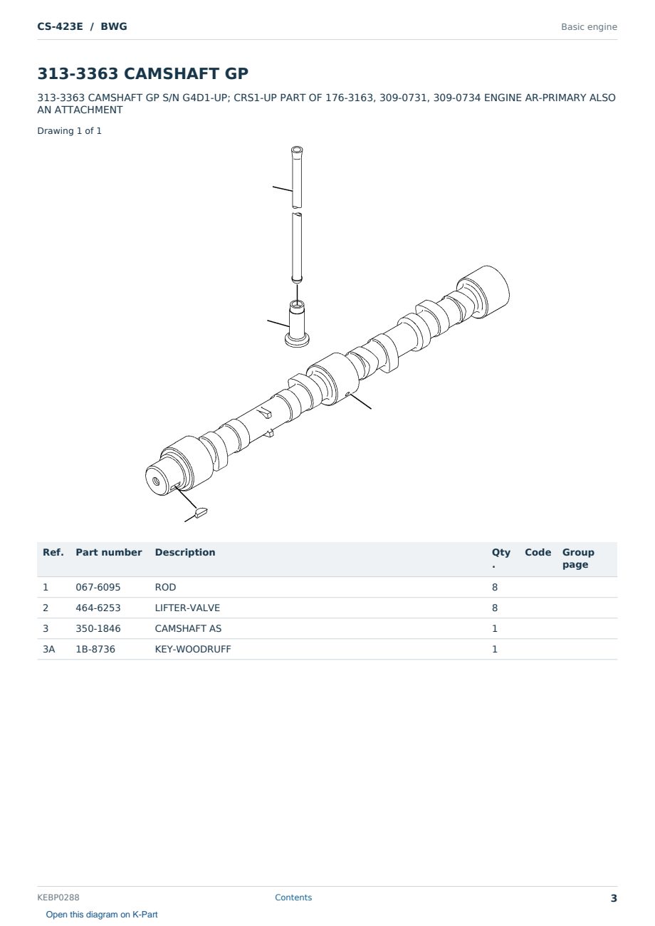 Caterpillar CS-423E S/N BWG Partsbook KEBP0288 (English) - sample page 3 of 10 Caterpillar CS-423E S/N BWG Partsbook KEBP0288 (English) - sample page 3 of 10