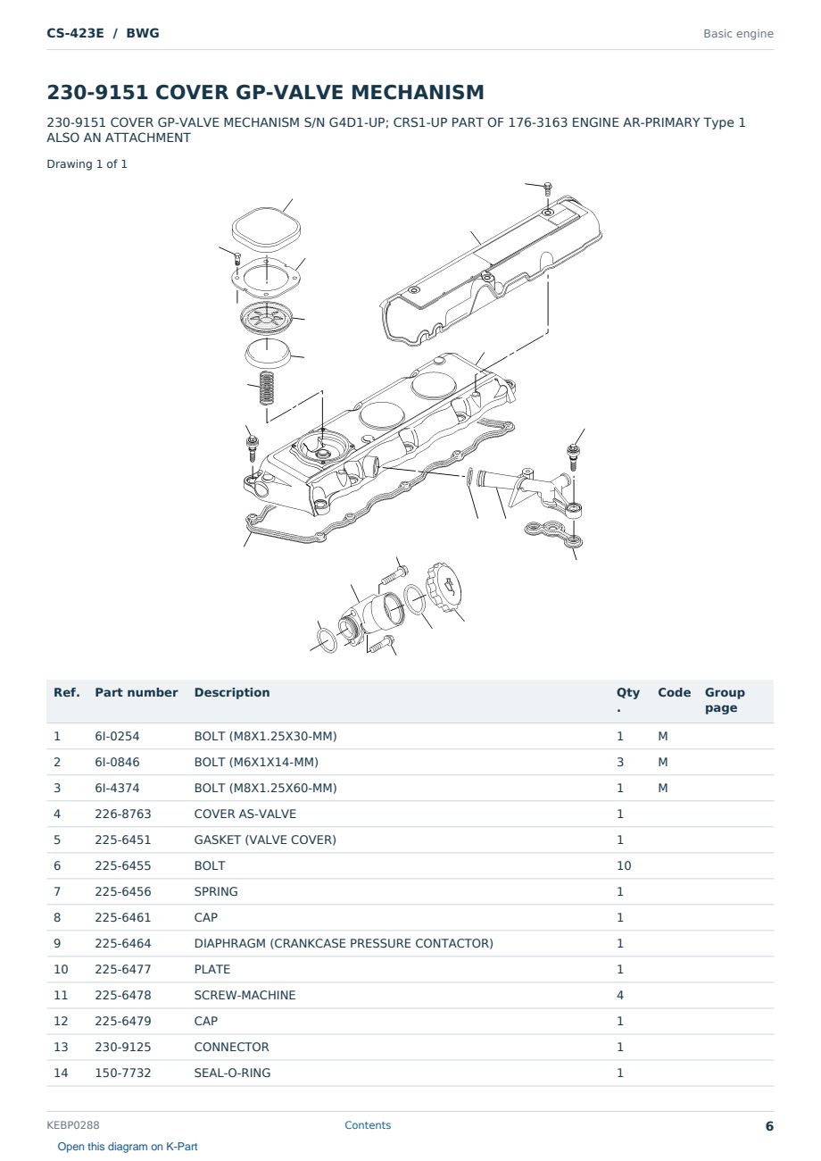 Caterpillar CS-423E S/N BWG Partsbook KEBP0288 (English) - sample page 6 of 10 Caterpillar CS-423E S/N BWG Partsbook KEBP0288 (English) - sample page 6 of 10