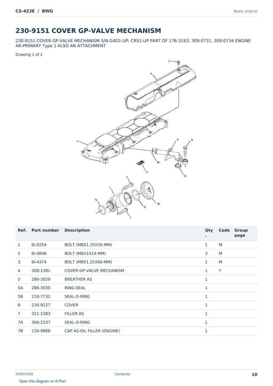 Caterpillar CS-423E S/N BWG Partsbook KEBP0288 (English) - sample page 10 of 10 Caterpillar CS-423E S/N BWG Partsbook KEBP0288 (English) - sample page 10 of 10
