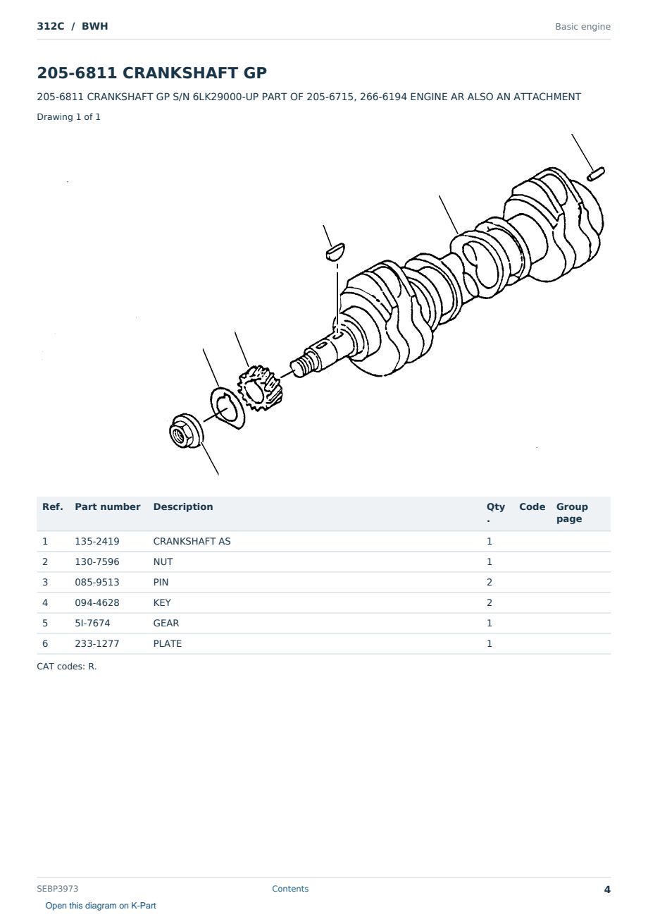 Caterpillar 312C S/N BWH Partsbook SEBP3973 (English) - sample page 4 of 10 Caterpillar 312C S/N BWH Partsbook SEBP3973 (English) - sample page 4 of 10