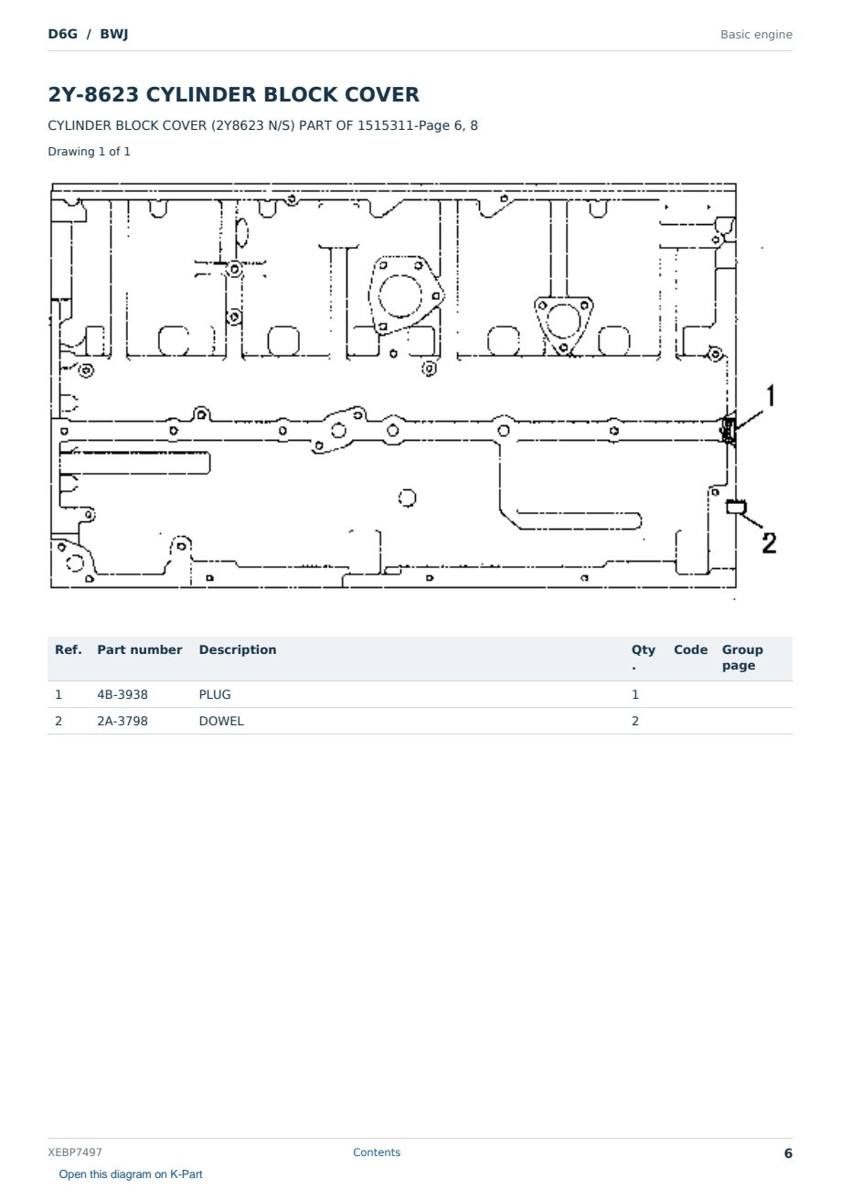 Caterpillar D6G S/N BWJ Partsbook XEBP7497 (English) - sample page 6 of 10 Caterpillar D6G S/N BWJ Partsbook XEBP7497 (English) - sample page 6 of 10