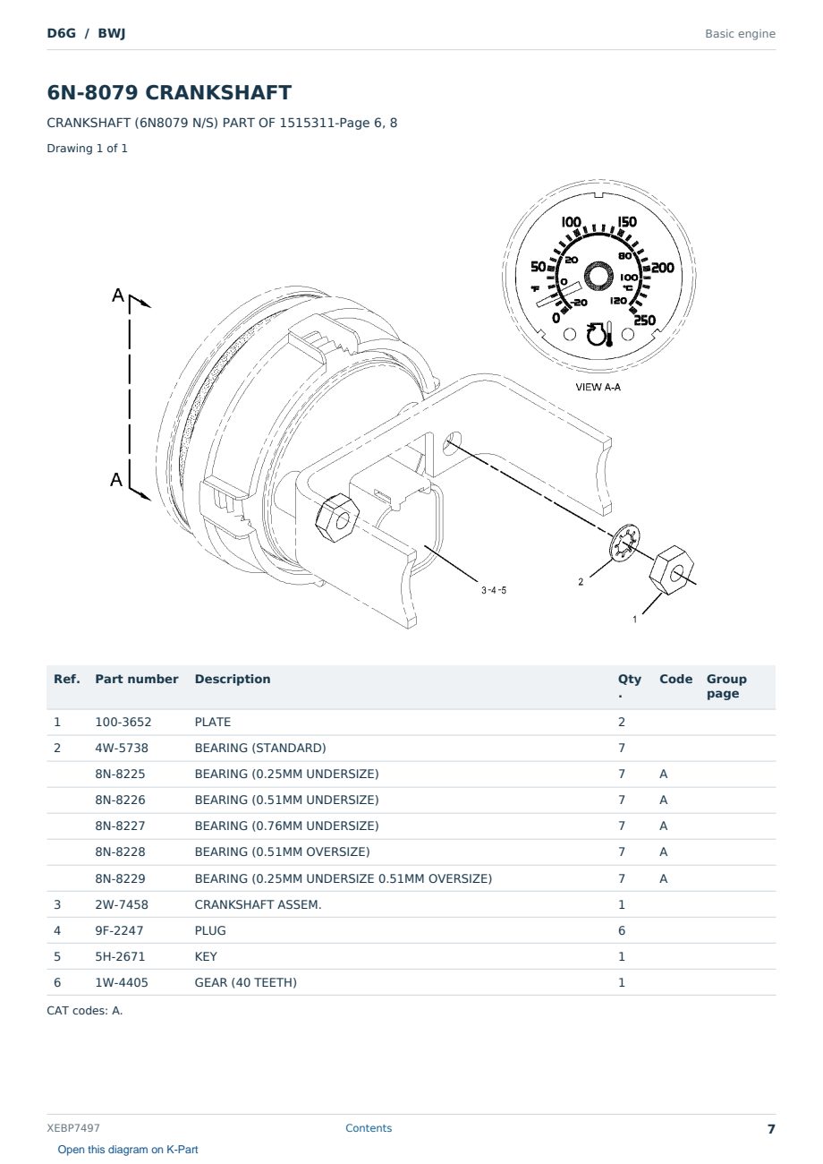 Caterpillar D6G S/N BWJ Partsbook XEBP7497 (English) - sample page 7 of 10 Caterpillar D6G S/N BWJ Partsbook XEBP7497 (English) - sample page 7 of 10