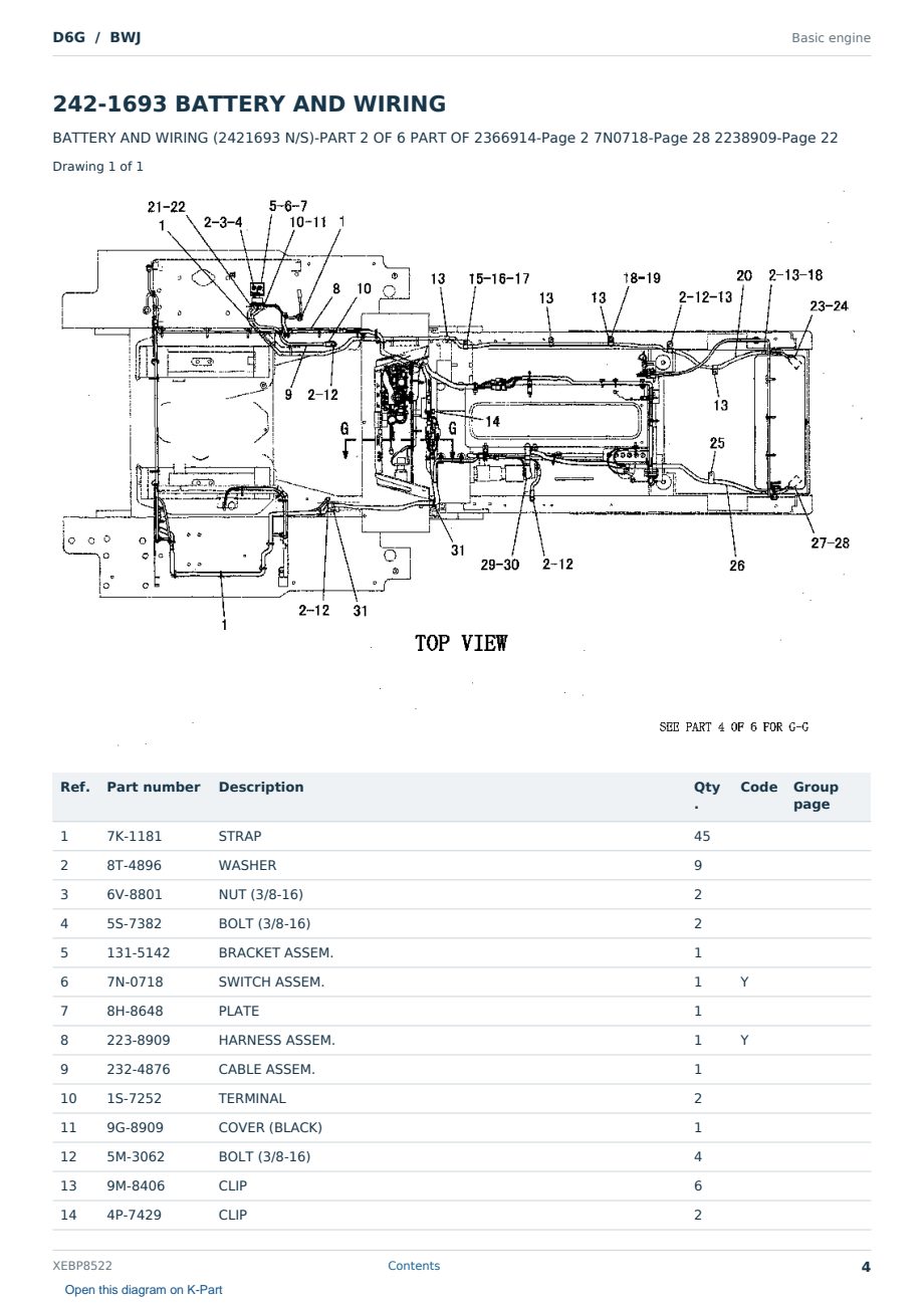 Caterpillar D6G S/N BWJ Partsbook XEBP8522 (English) - sample page 4 of 10 Caterpillar D6G S/N BWJ Partsbook XEBP8522 (English) - sample page 4 of 10