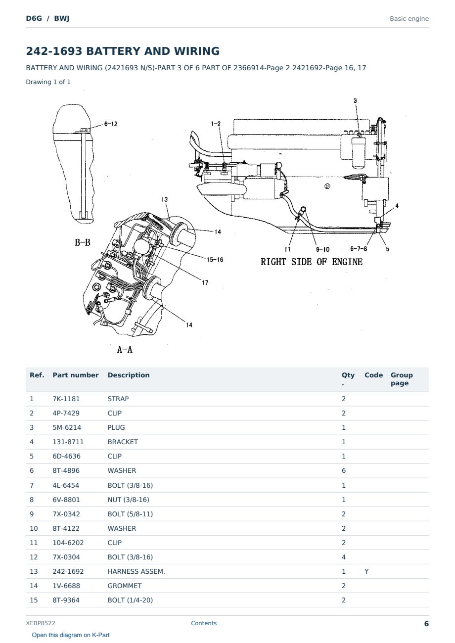 Caterpillar D6G S/N BWJ Partsbook XEBP8522 (English) - sample page 6 of 10 Caterpillar D6G S/N BWJ Partsbook XEBP8522 (English) - sample page 6 of 10
