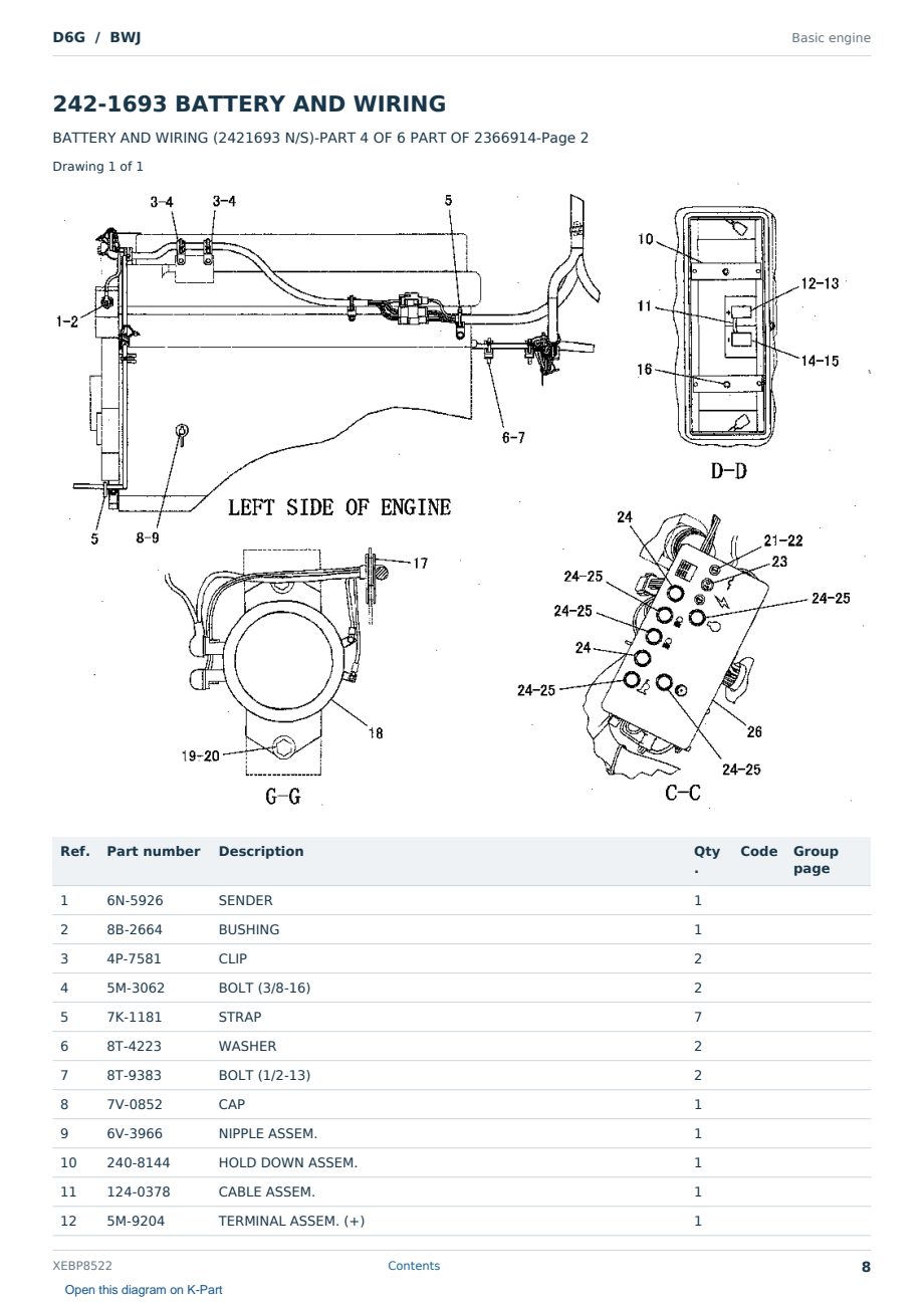 Caterpillar D6G S/N BWJ Partsbook XEBP8522 (English) - sample page 8 of 10 Caterpillar D6G S/N BWJ Partsbook XEBP8522 (English) - sample page 8 of 10