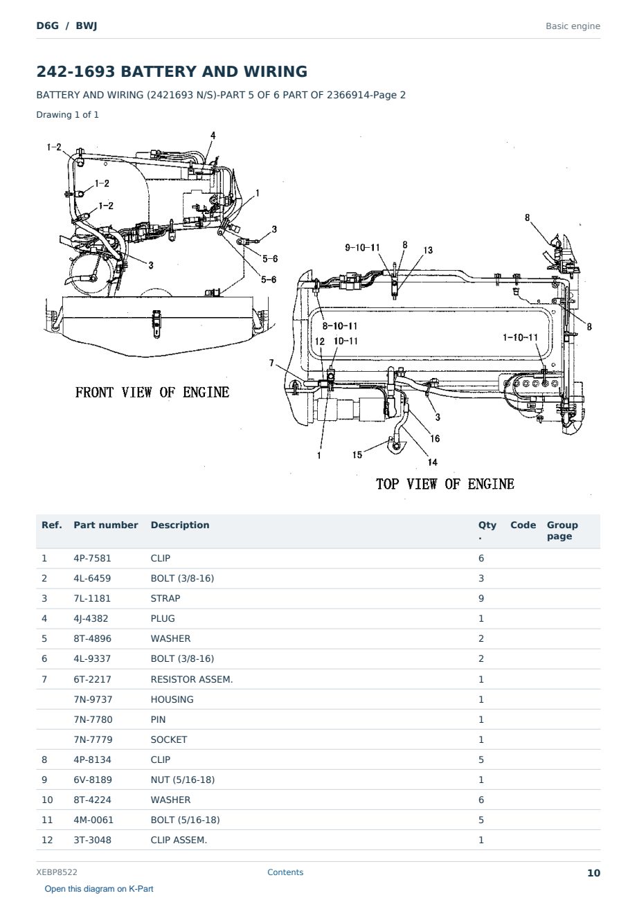 Caterpillar D6G S/N BWJ Partsbook XEBP8522 (English) - sample page 10 of 10 Caterpillar D6G S/N BWJ Partsbook XEBP8522 (English) - sample page 10 of 10