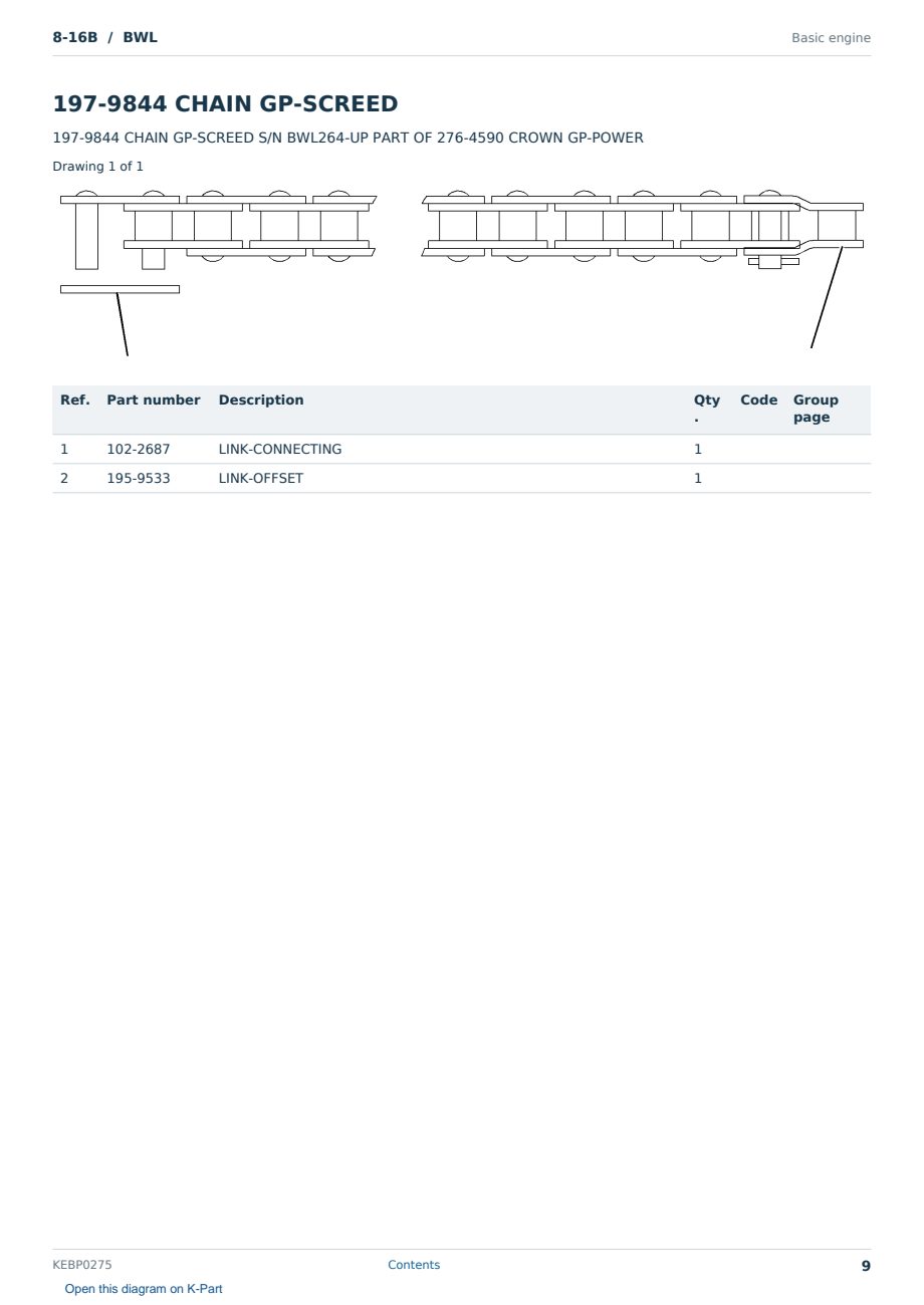 Caterpillar 8-16B S/N BWL Partsbook KEBP0275 (English) - sample page 9 of 10 Caterpillar 8-16B S/N BWL Partsbook KEBP0275 (English) - sample page 9 of 10