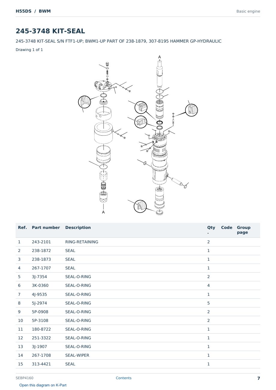 Caterpillar H55DS S/N BWM Partsbook SEBP4160 (English) - sample page 7 of 10 Caterpillar H55DS S/N BWM Partsbook SEBP4160 (English) - sample page 7 of 10