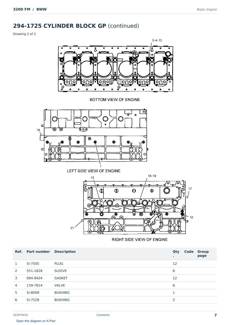Caterpillar 320D FM S/N BWW Partsbook SEBP4956 (English) - sample page 7 of 10 Caterpillar 320D FM S/N BWW Partsbook SEBP4956 (English) - sample page 7 of 10