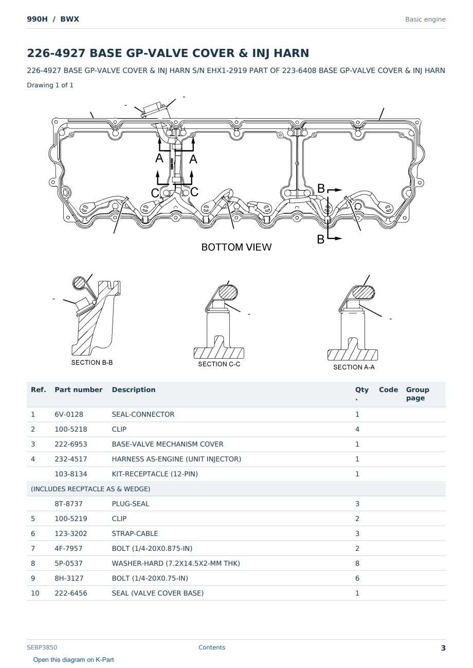 Caterpillar 990H S/N BWX Partsbook SEBP3850 (English) - sample page 3 of 10 Caterpillar 990H S/N BWX Partsbook SEBP3850 (English) - sample page 3 of 10