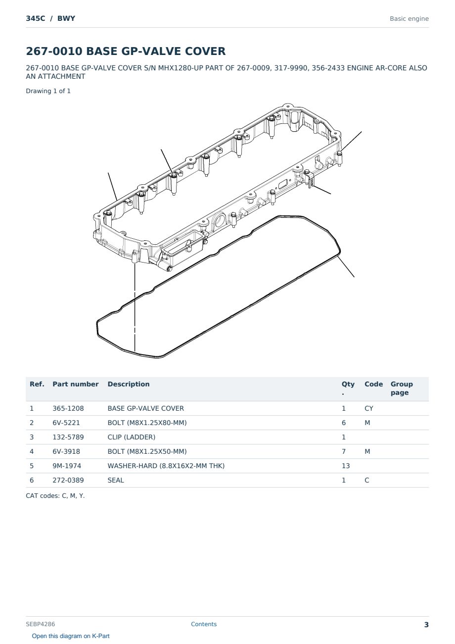 Caterpillar 345C S/N BWY Partsbook SEBP4286 (English) - sample page 3 of 10 Caterpillar 345C S/N BWY Partsbook SEBP4286 (English) - sample page 3 of 10