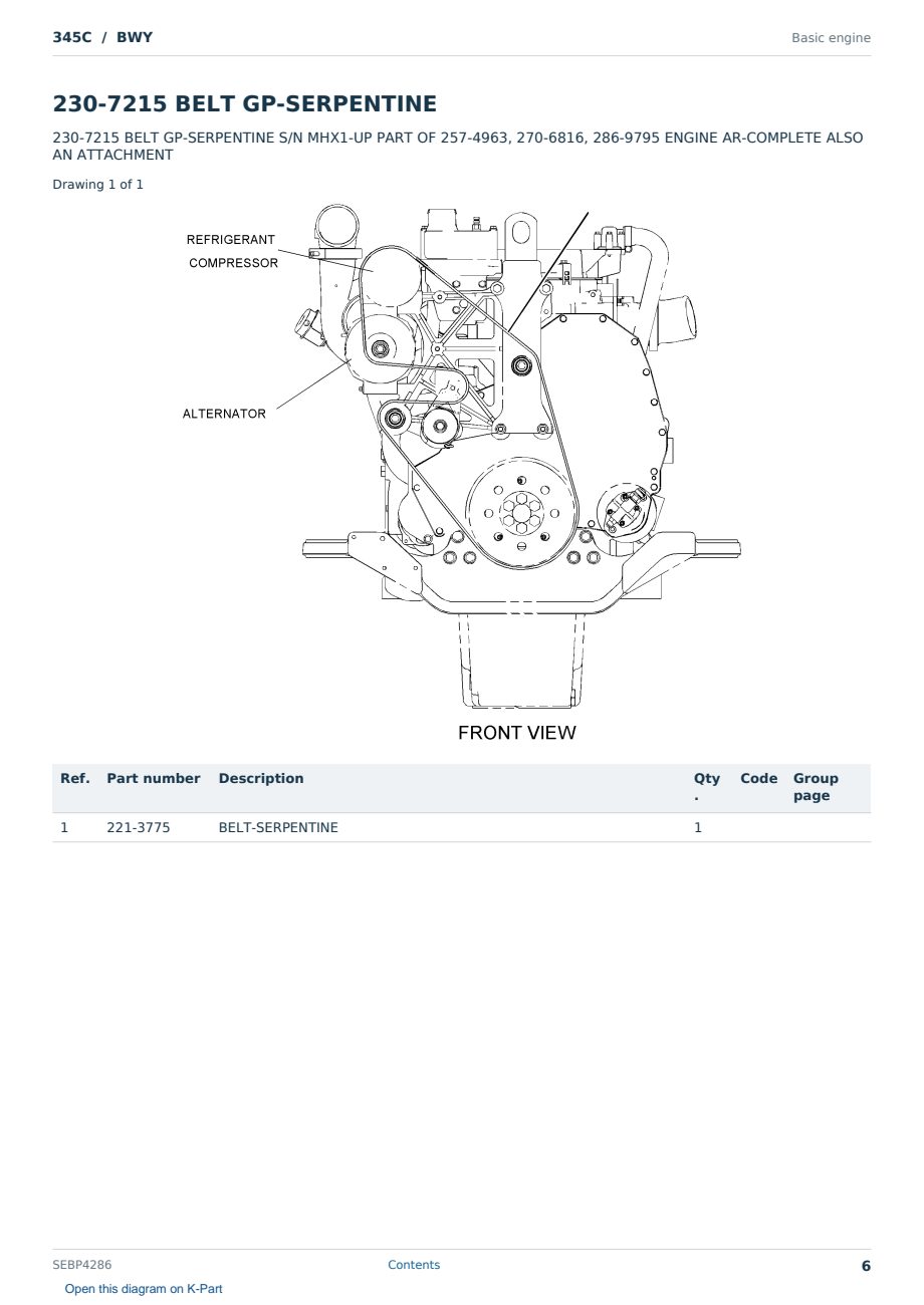 Caterpillar 345C S/N BWY Partsbook SEBP4286 (English) - sample page 6 of 10 Caterpillar 345C S/N BWY Partsbook SEBP4286 (English) - sample page 6 of 10
