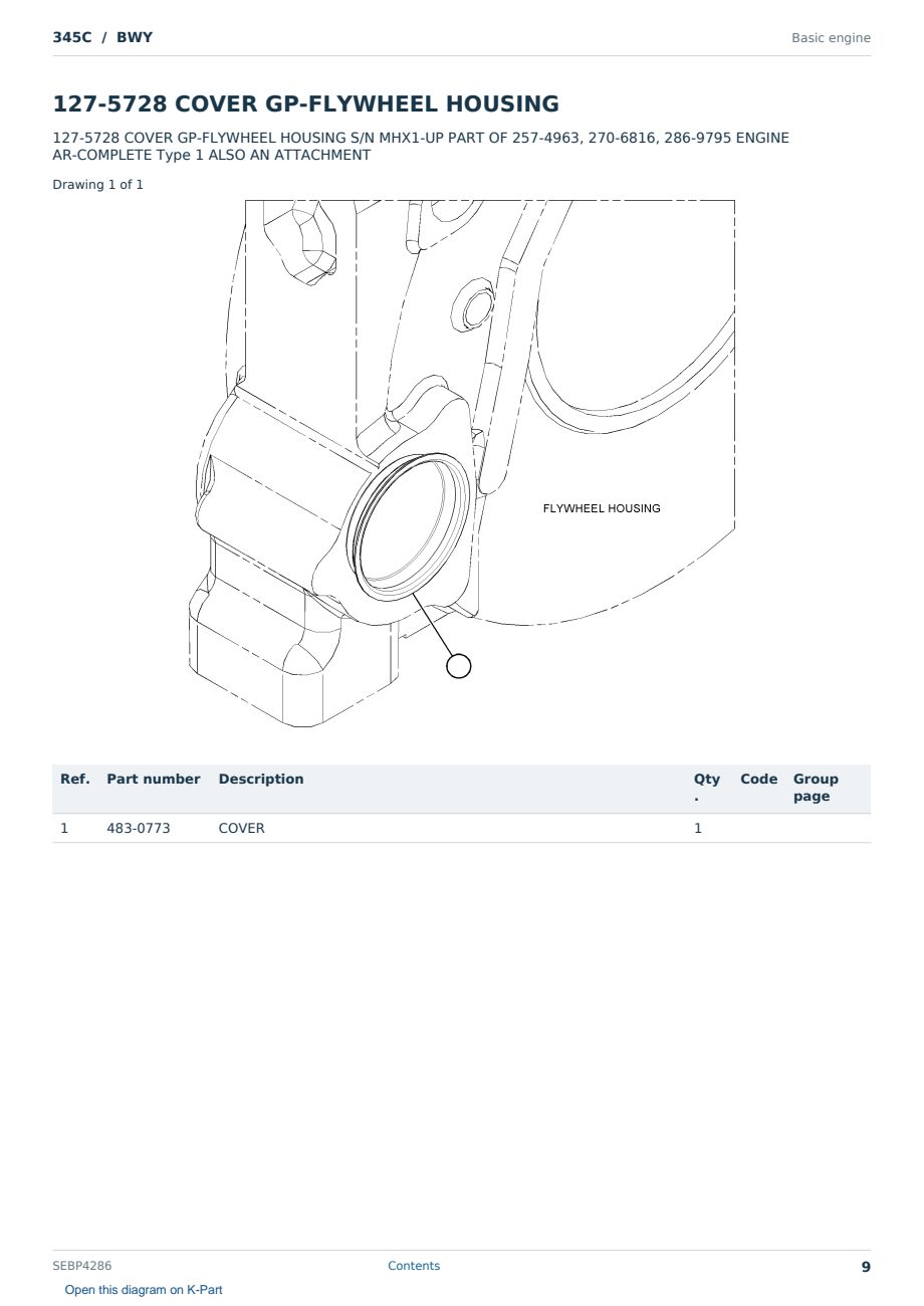 Caterpillar 345C S/N BWY Partsbook SEBP4286 (English) - sample page 9 of 10 Caterpillar 345C S/N BWY Partsbook SEBP4286 (English) - sample page 9 of 10