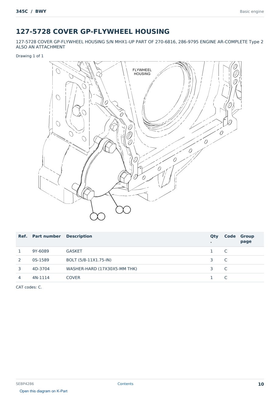 Caterpillar 345C S/N BWY Partsbook SEBP4286 (English) - sample page 10 of 10 Caterpillar 345C S/N BWY Partsbook SEBP4286 (English) - sample page 10 of 10