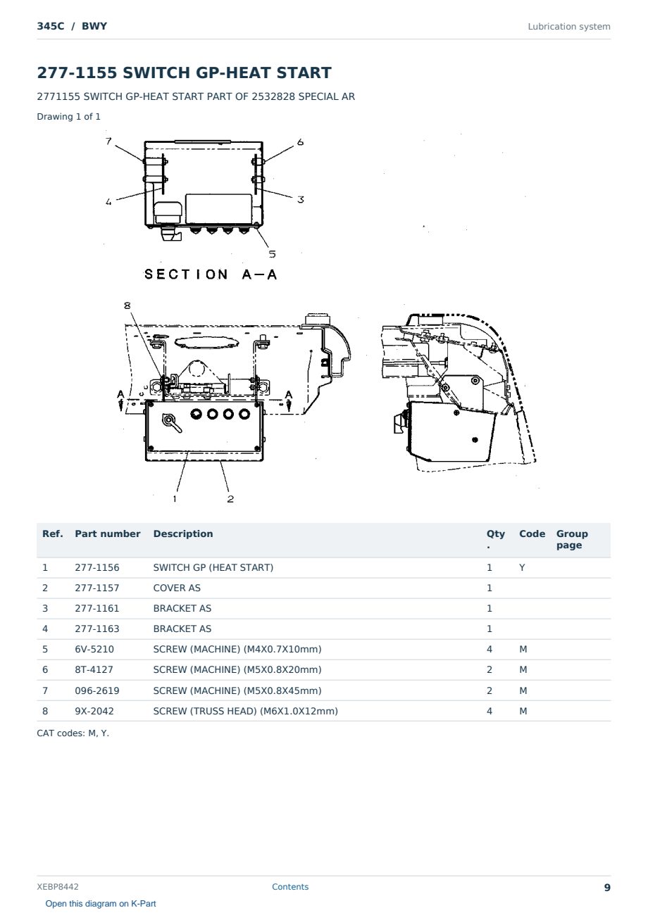 Caterpillar 345C S/N BWY Partsbook XEBP8442 (English) - sample page 9 of 10 Caterpillar 345C S/N BWY Partsbook XEBP8442 (English) - sample page 9 of 10