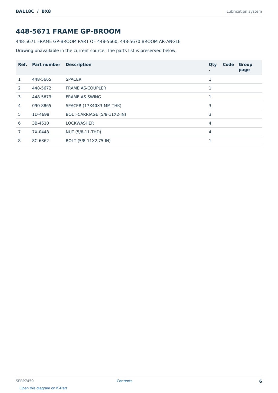 Caterpillar BA118C S/N BX8 Partsbook SEBP7459 (English) - sample page 6 of 10 Caterpillar BA118C S/N BX8 Partsbook SEBP7459 (English) - sample page 6 of 10