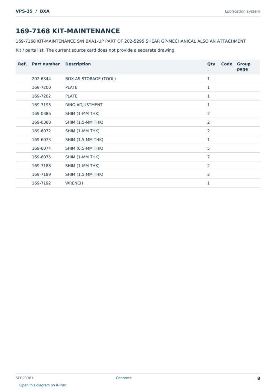 Caterpillar VPS-35 S/N BXA Partsbook SEBP3381 (English) - sample page 8 of 10 Caterpillar VPS-35 S/N BXA Partsbook SEBP3381 (English) - sample page 8 of 10