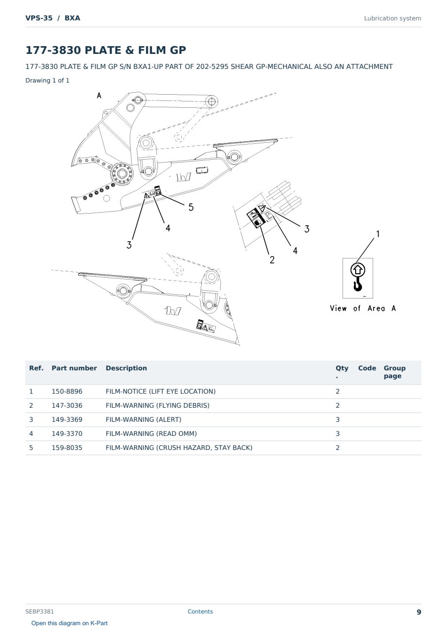 Caterpillar VPS-35 S/N BXA Partsbook SEBP3381 (English) - sample page 9 of 10 Caterpillar VPS-35 S/N BXA Partsbook SEBP3381 (English) - sample page 9 of 10