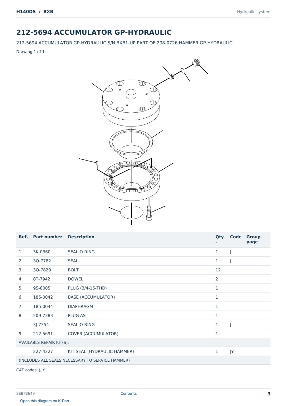 Caterpillar H140DS S/N BXB Partsbook SEBP3649 (English) - sample page 3 of 10 Caterpillar H140DS S/N BXB Partsbook SEBP3649 (English) - sample page 3 of 10