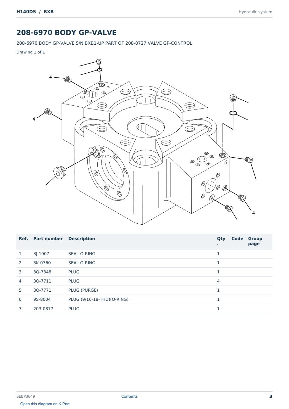 Caterpillar H140DS S/N BXB Partsbook SEBP3649 (English) - sample page 4 of 10 Caterpillar H140DS S/N BXB Partsbook SEBP3649 (English) - sample page 4 of 10