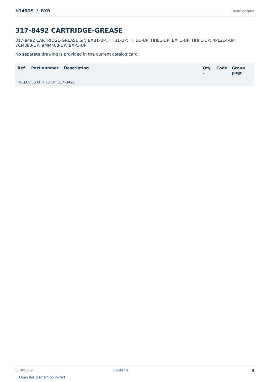 Caterpillar H140DS S/N BXB Partsbook SEBP5369 (English) - sample page 3 of 10 Caterpillar H140DS S/N BXB Partsbook SEBP5369 (English) - sample page 3 of 10