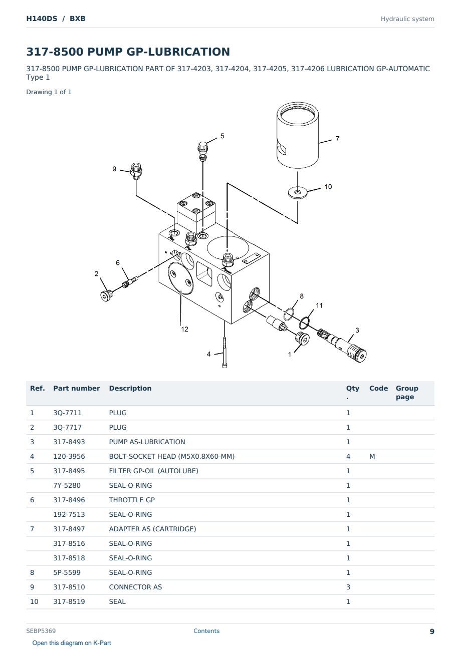 Caterpillar H140DS S/N BXB Partsbook SEBP5369 (English) - sample page 9 of 10 Caterpillar H140DS S/N BXB Partsbook SEBP5369 (English) - sample page 9 of 10