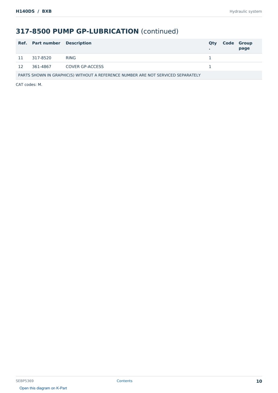 Caterpillar H140DS S/N BXB Partsbook SEBP5369 (English) - sample page 10 of 10 Caterpillar H140DS S/N BXB Partsbook SEBP5369 (English) - sample page 10 of 10