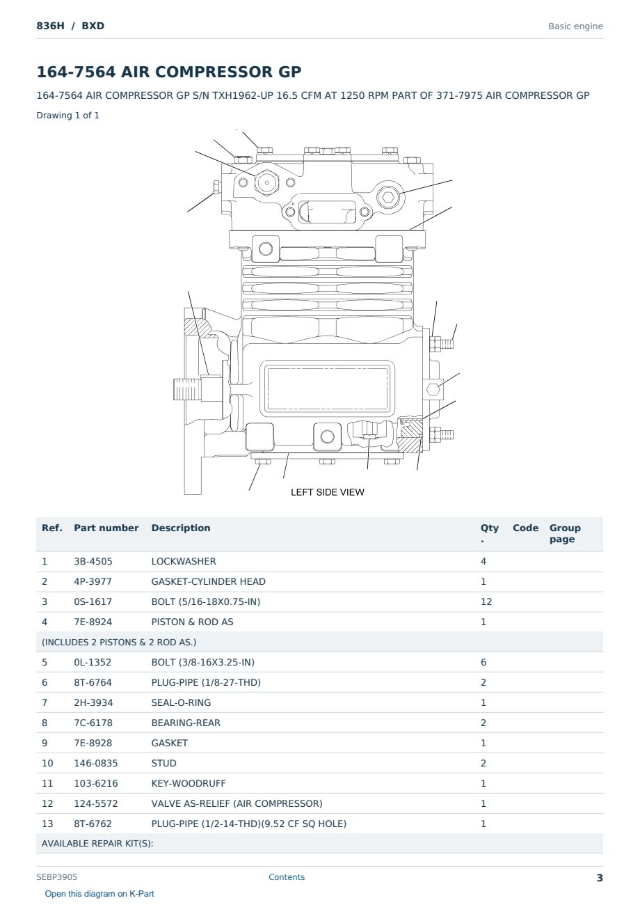 Caterpillar 836H S/N BXD Partsbook SEBP3905 (English) - sample page 3 of 10 Caterpillar 836H S/N BXD Partsbook SEBP3905 (English) - sample page 3 of 10